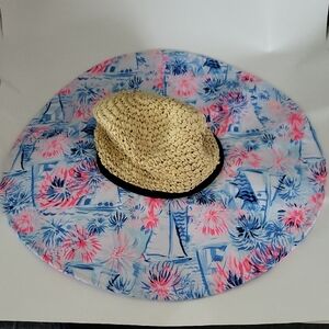 Lilly Pulitzer Sailboat And Fireworks Floppy Sunhat Sz 7-8